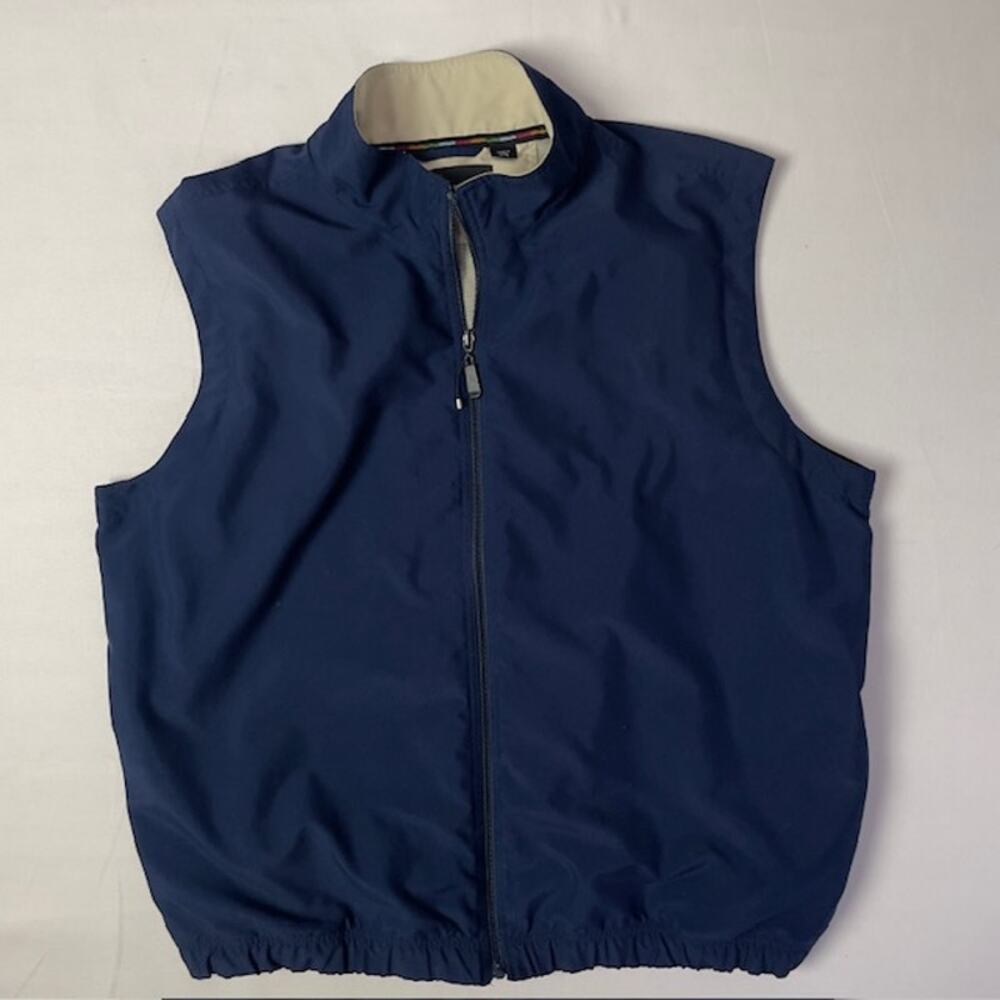 Greg Norman Golf Vest Navy Blue Full Zip Lightweight Windbreaker L Large Preppy
